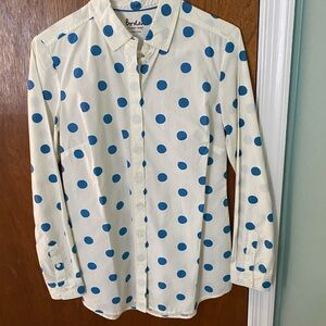 Boden Classic Shirt - White with Blue Polka Dots